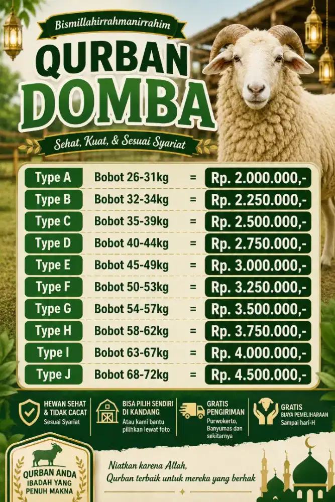 Qurban Domba Gratis Ongkir
