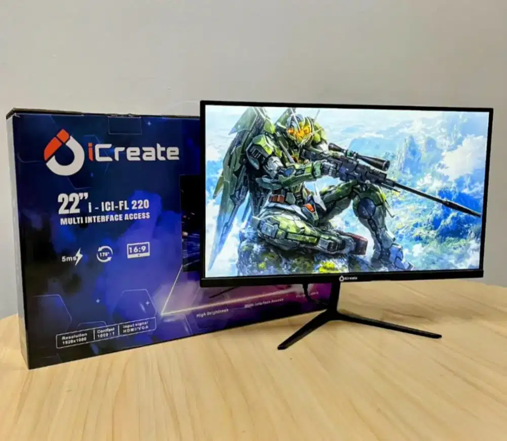 Murah LED 22 wide frameles full hd baru