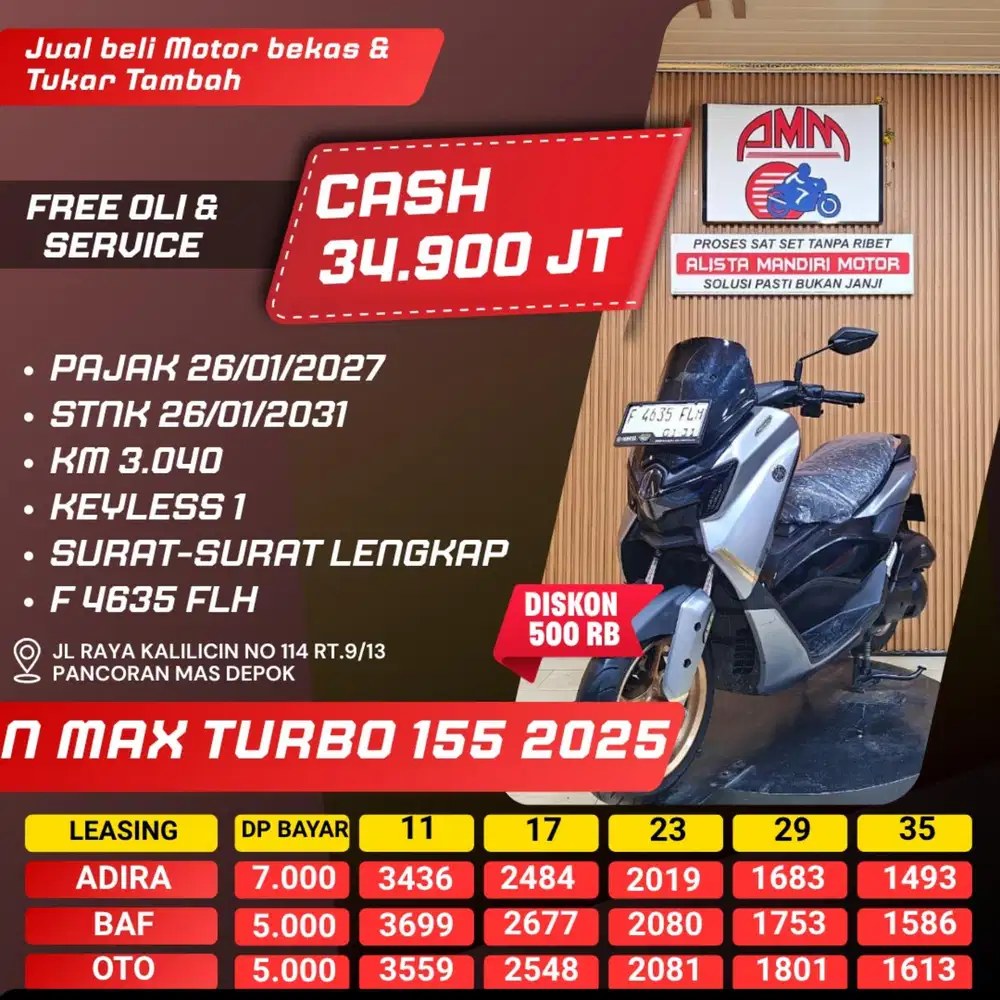 NMAX TURBO 155 2025 PAJAK HIDUP KM LOW LIKE CASH / KREDIT ALISTA