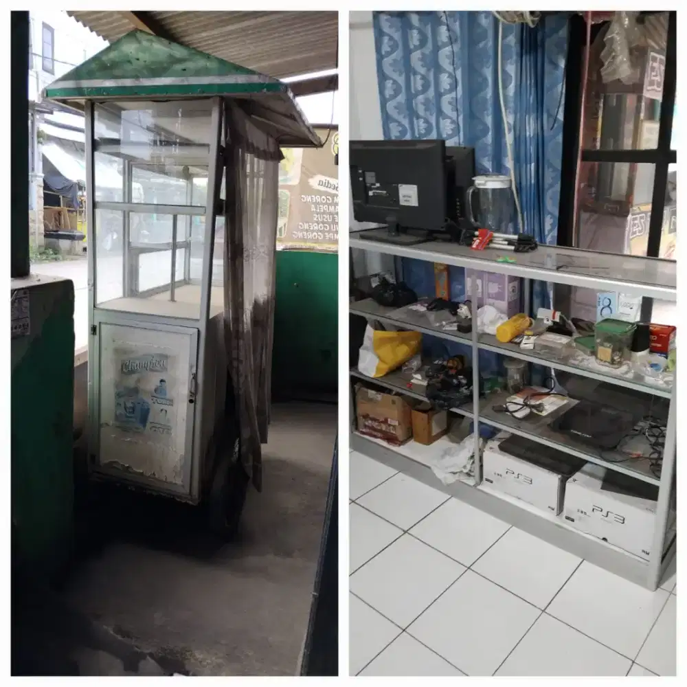 Gerobak alumunium, etalase, bangku jualan