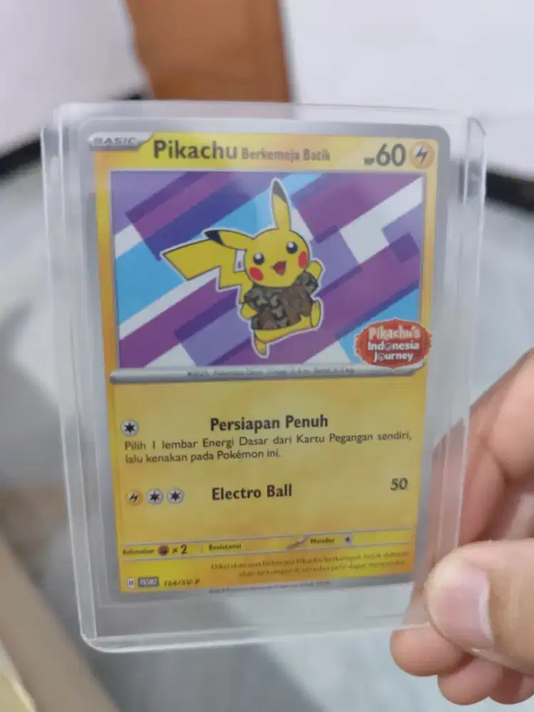 Pikachu batik kartu pokemon card limited edition biru