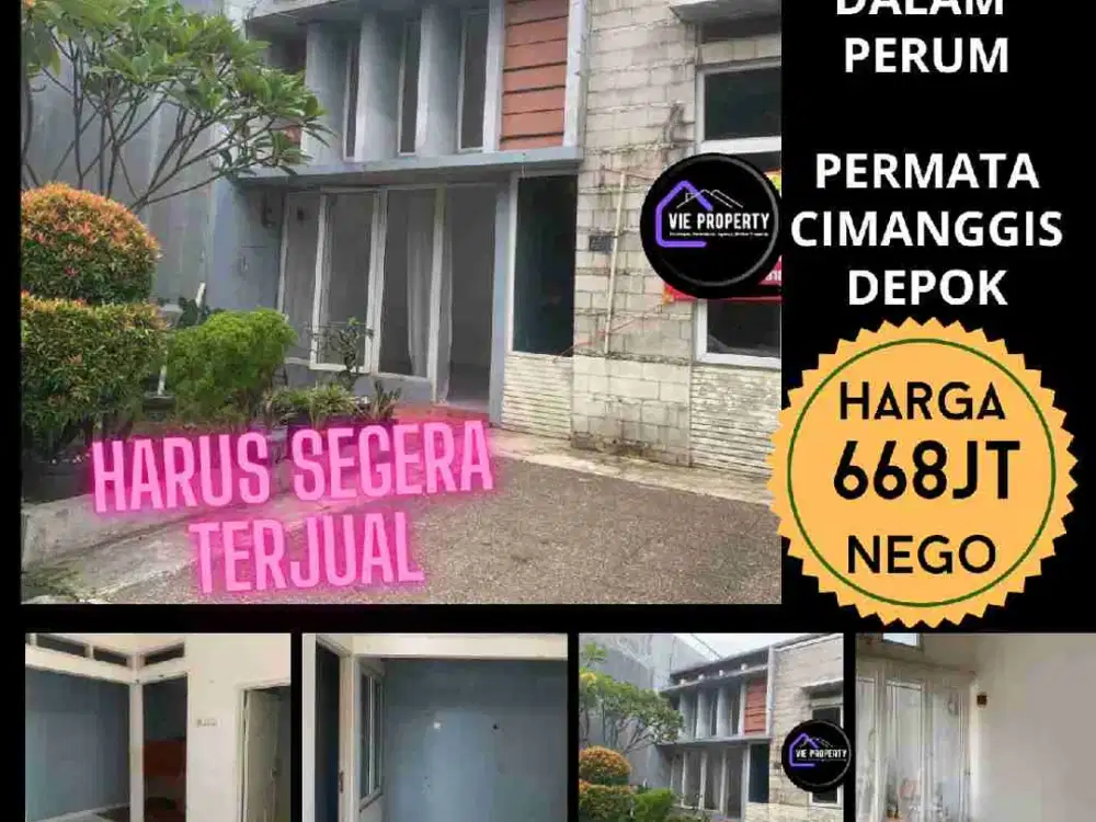 Dijual cepat harga dibawah pasaran rumah dalam cluster murah Permata Cimanggis Depok