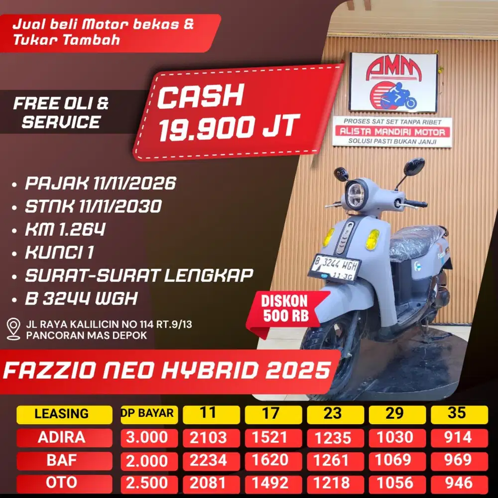 FAZZIO NEO HYBRID 2025 PAJAK HIDUP KM LOW LIKE NEW CASH/KREDIT ALISTA