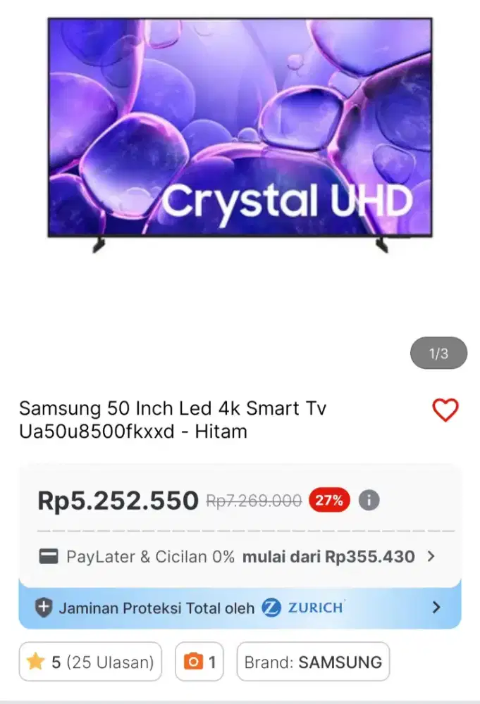 Tv samsung 50inch stok terbatas