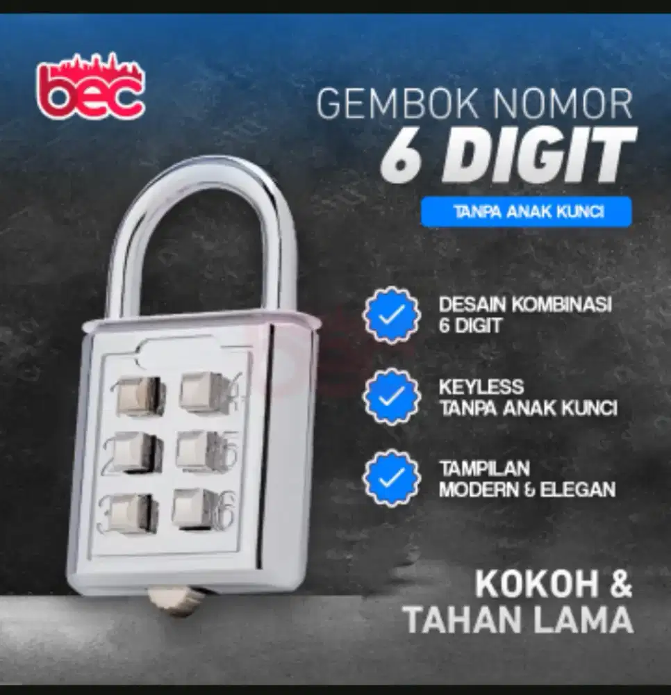 gembok kode 6 digit new