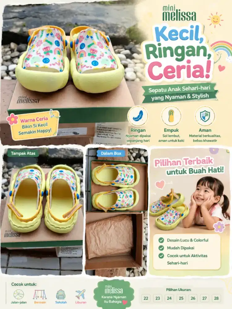 Sepatu sendal Mini Mellisa Criatura +FaBula Original Yellow size 25/26