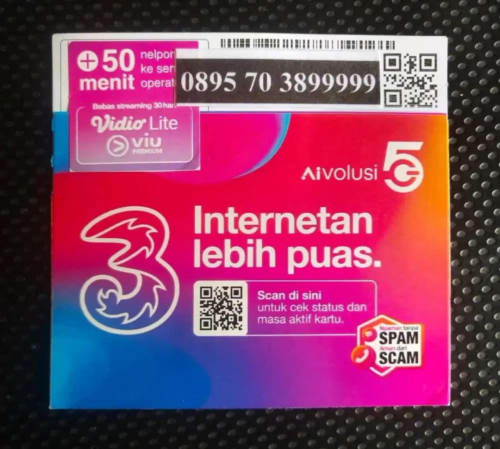 (bisa COD) Nomor CANTIK kartu TRI INDOSAT HOKI PANCA 99999 #05