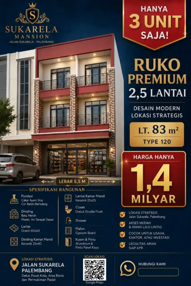 RUKO PREMIUM 2,5 LANTAI SUKARELA PALEMBANG – Lokasi Strategis