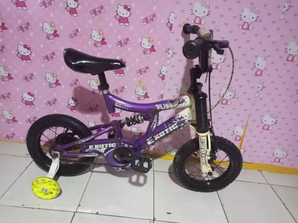 SEPEDA ANAK COWOK UKURAN 12 PLUS RODA BANTU ada SUSPENSI TENGAH KOKOH