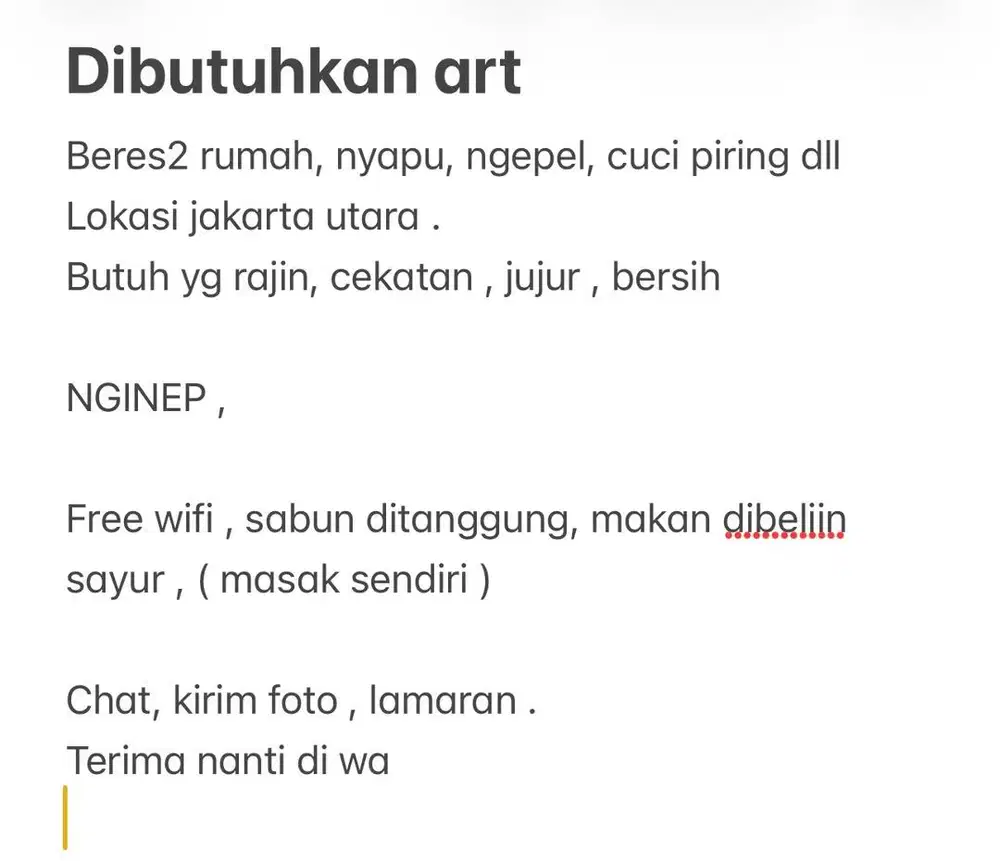 Butuh art nginep
