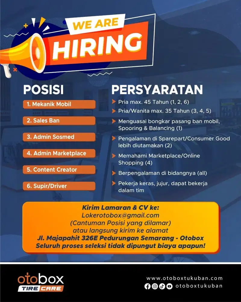 Loker Admin Marketplace Driver Mekanik Sales Content Creator