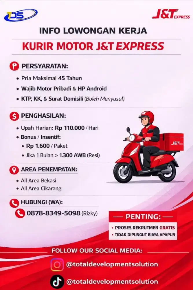 LOWONGAN KERJA KURIR MOTOR JNT
