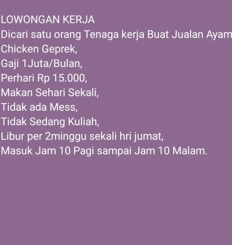 LOWONGAN KERJA GAJI 1.5JTA