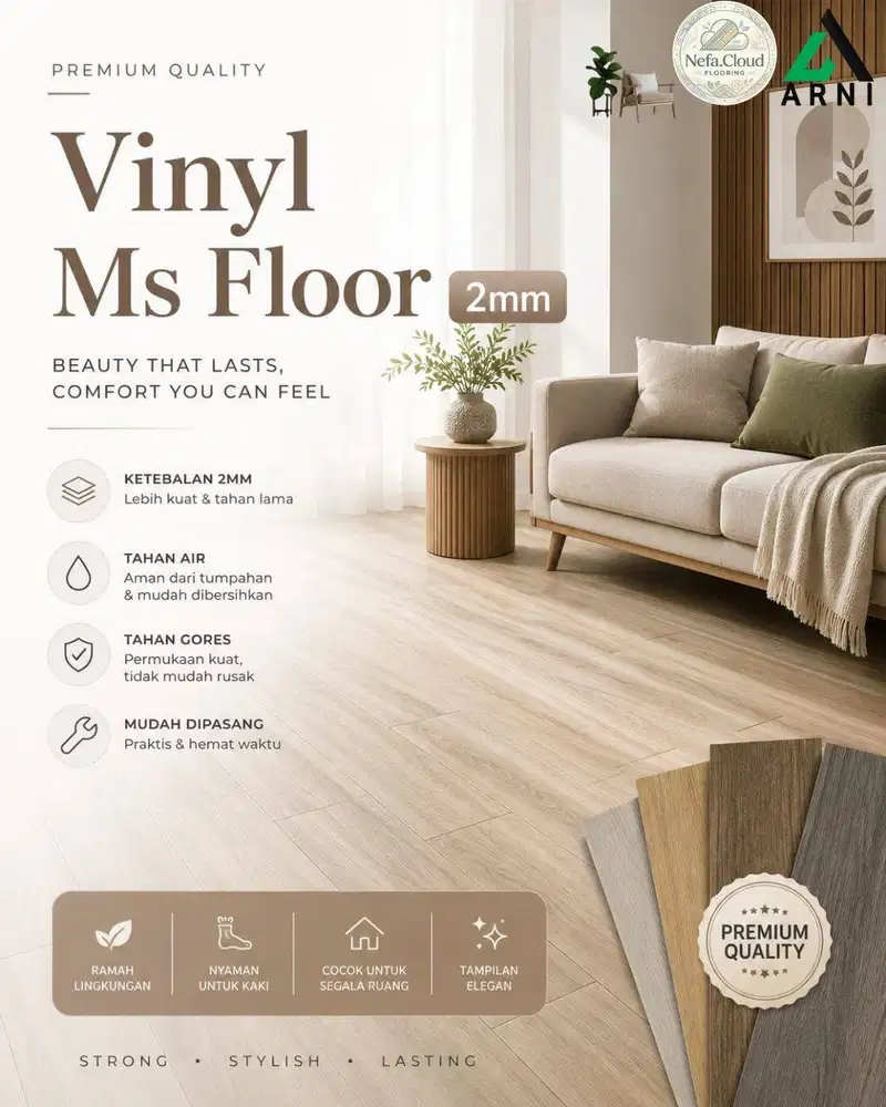 Vinyl Lantai Ms Floor 2mm | Tersedia Pilihan Motif Dan Warna - Anti Ra
