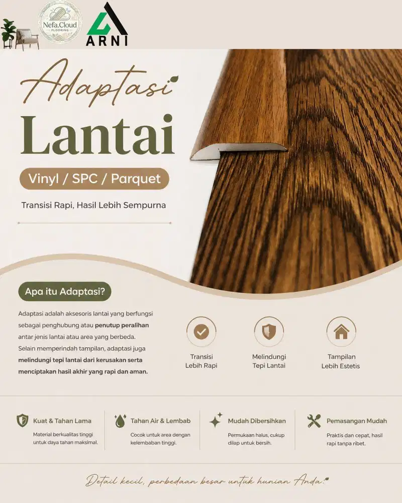 List Adaptasi - Variasi Vinyl, SPC, Parquet | Sambungan Lantai Rapi -