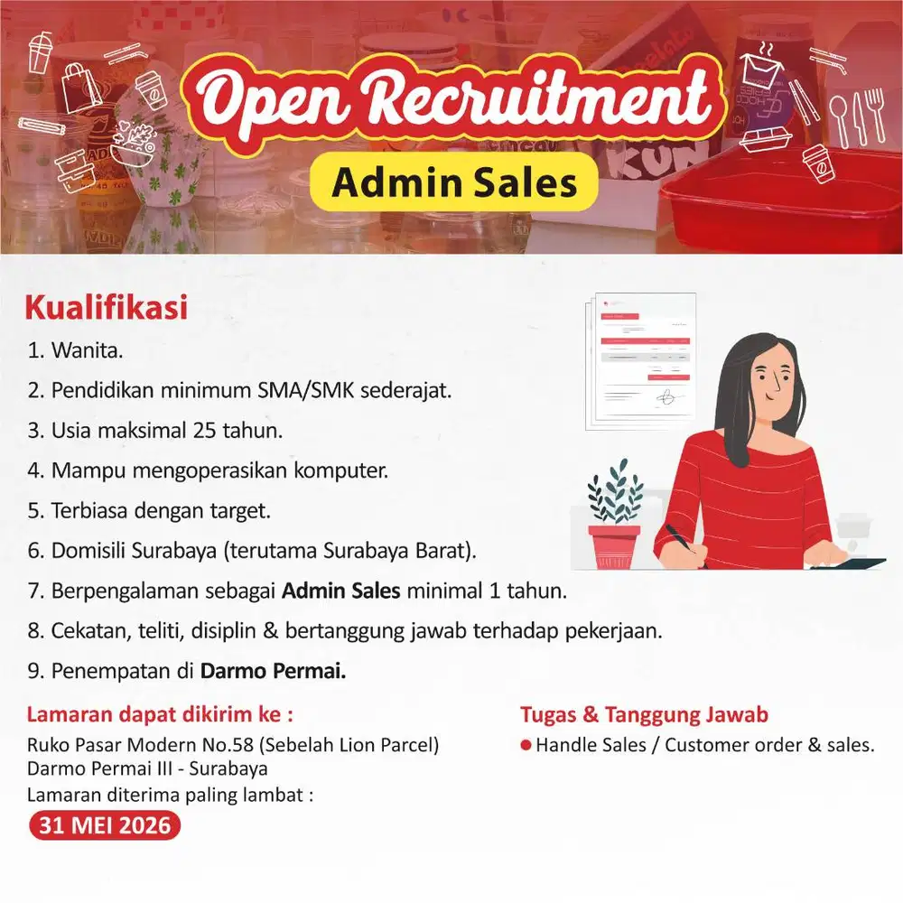 LOWONGAN KERJA ADMIN SALES
