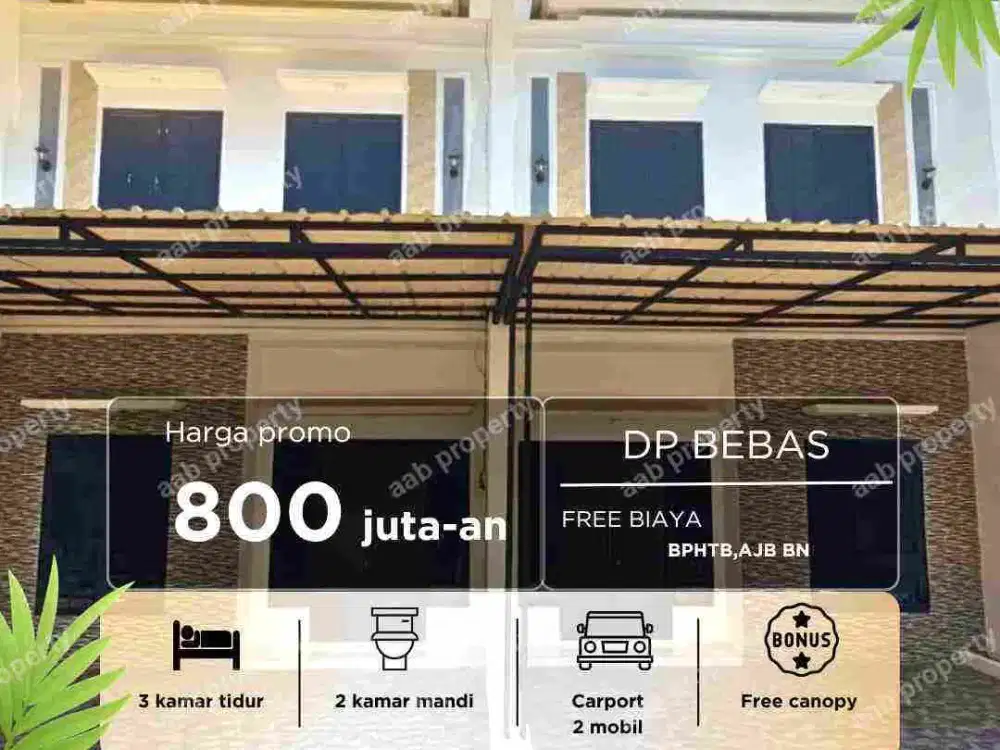 1 juta langsung akad . Rumah 2 lantai , siap huni. angsuran 4 jutaan