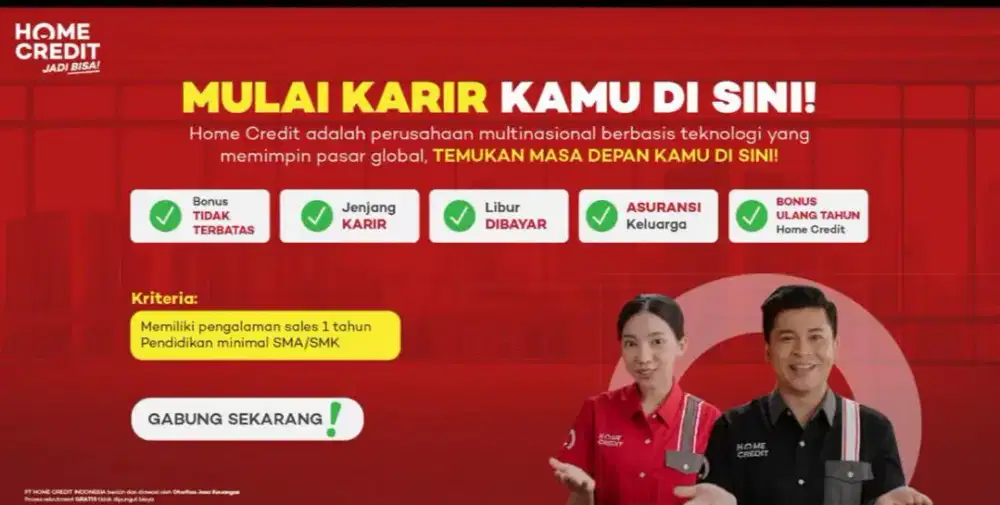 Lowongan Pekerjaan Sales Associate PT Home Credit Indonesia