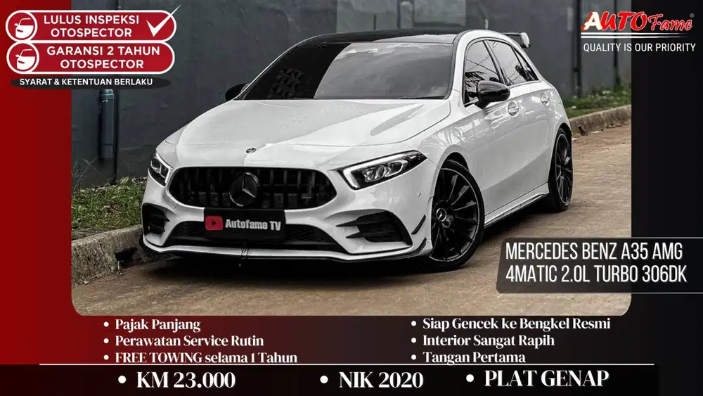 Mercedes Benz A35 AMG 4Matic 2.0L Turbo 306DK Pemk 2021 White On Black