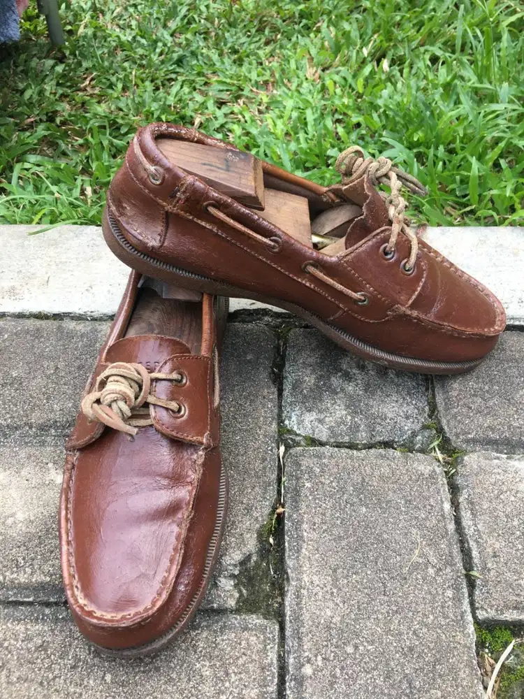 Tommy Hilfiger Boat Shoes Kulit Coklat Size 41 Vintage