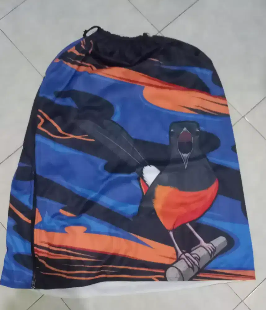 Jual kerodong sangkar bulat dengan gambar murai batu ukuran 55