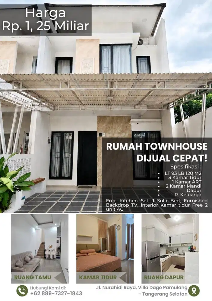 Dijual Cepat - Townhouse Villa Dago Pamulang