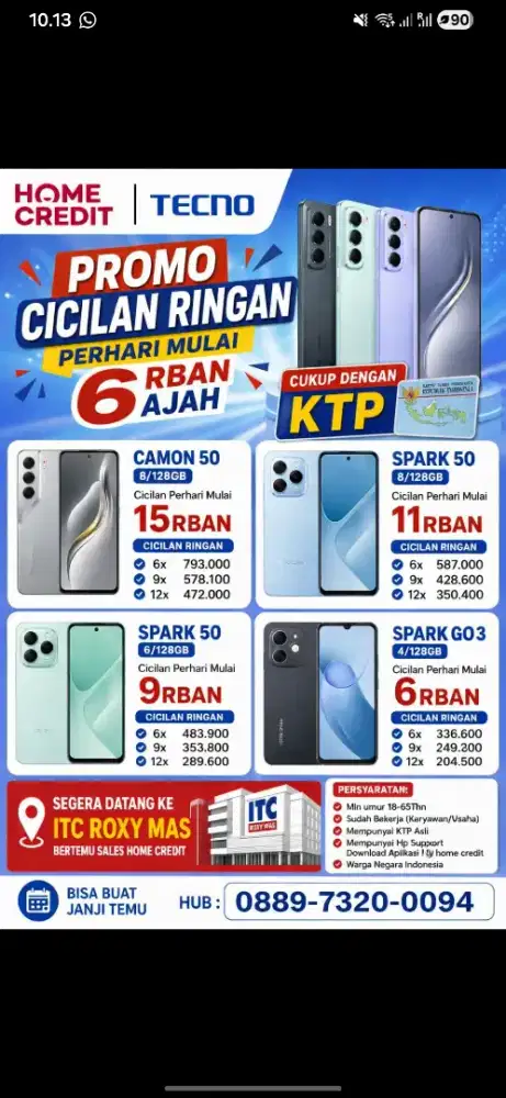 Segampang itu buat dapatkan Tecno Camon 50 8/128GB dengan Cicilan
