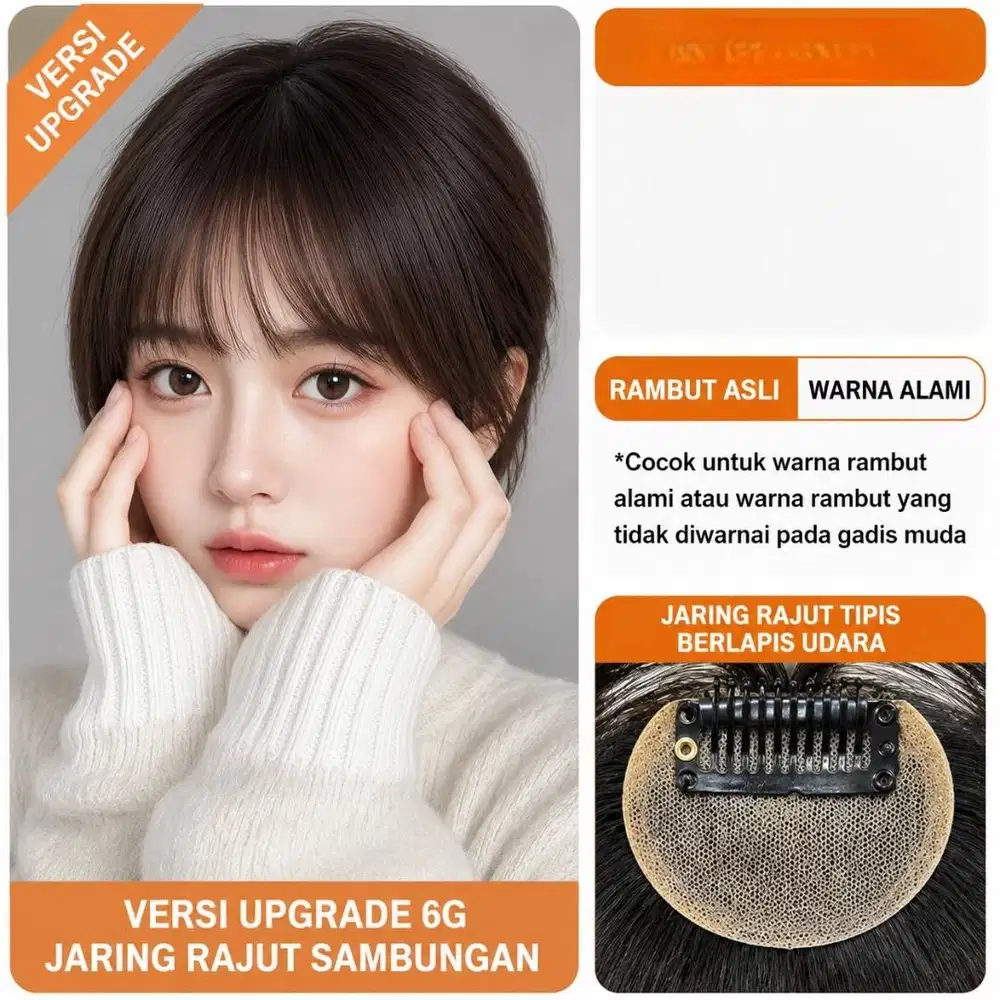 Poni Palsu Rambut Asli Poni Hair Clip Poni Palsu Korea Dengan Cambang