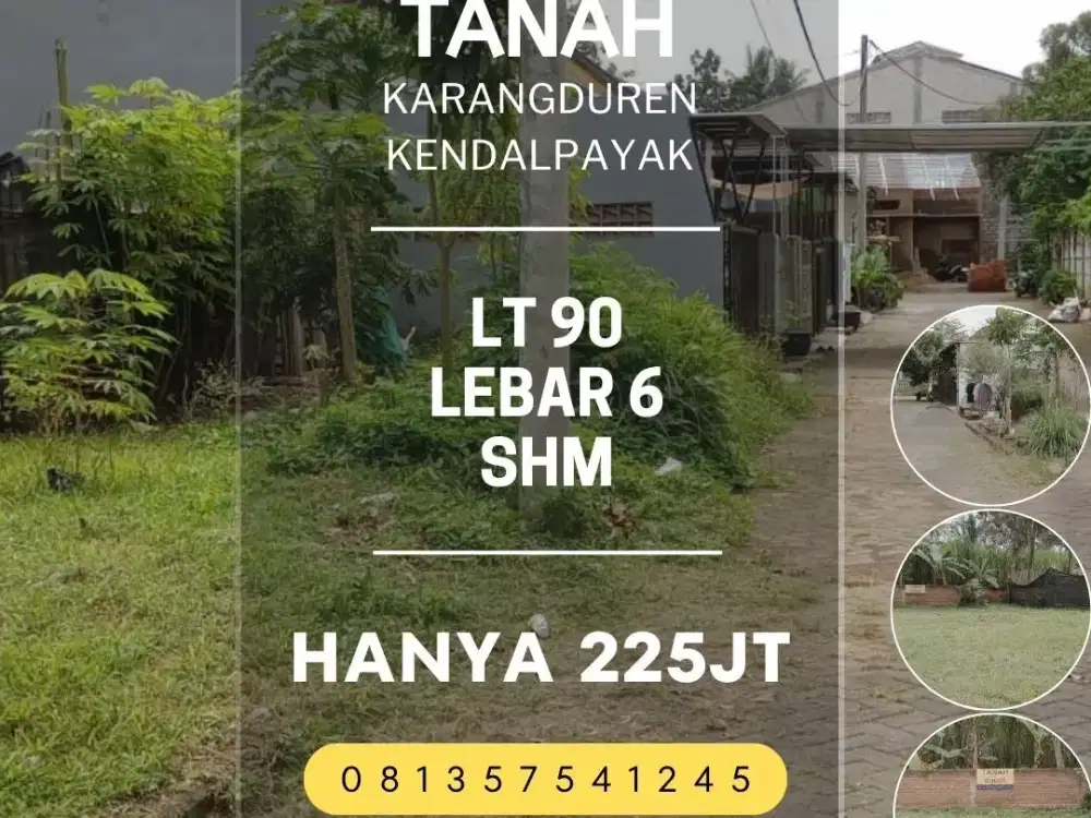Tanah dijual di karangduren kendalpayak pakisaji lt90 225jt