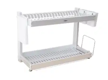 Dish rack alu 2 tiers silver white