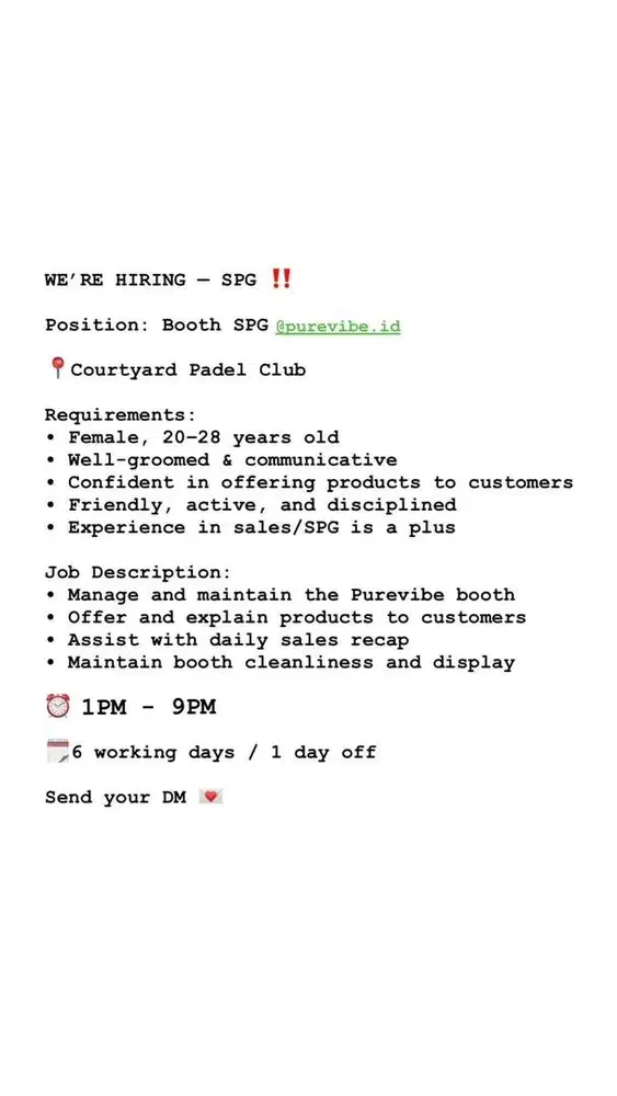 LOKER SPG PENEMPATAN JAKBAR
