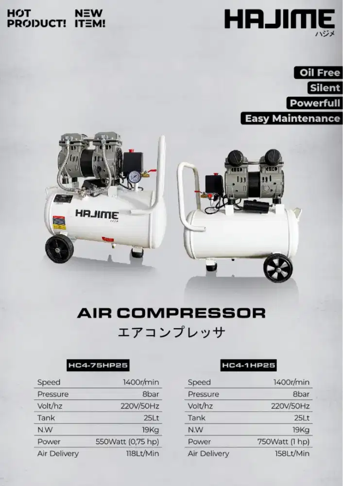 Dijual 1 unit kompresor hajime 1HP