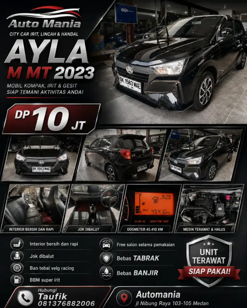 Ayla M MT 2023 Hitam Agya, Brio, datsun