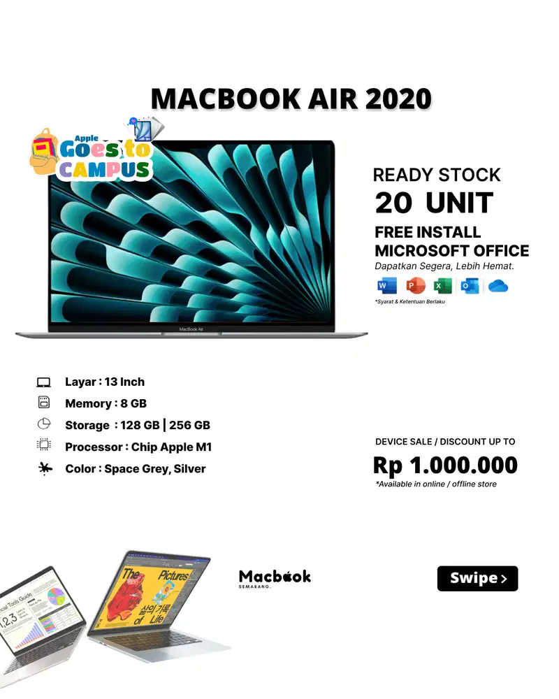 Macbook Air M1 RAM 8/128 GB dan RAM 8/256 GB