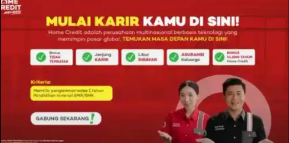 LOWONGAN KERJA! HOME CREDIT