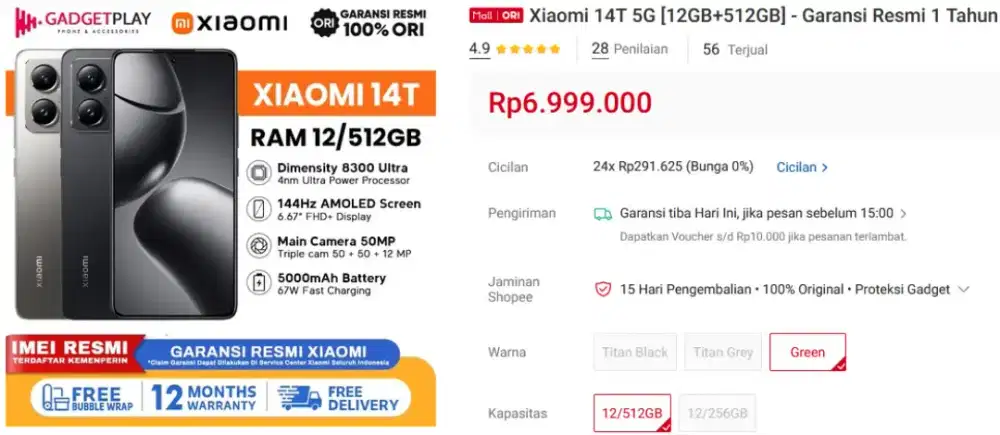 Dijual hp xiaomi 14T 12GB/512Gb