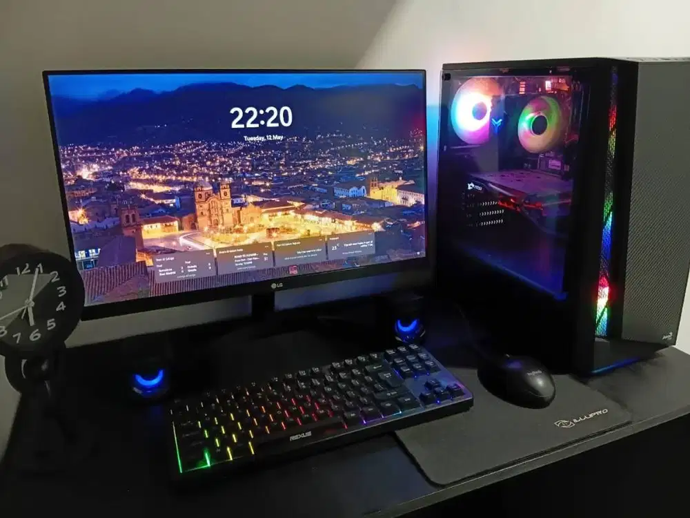 PC Gaming Fullset Ryzen 16GB GTX 1050 RGB Mulus