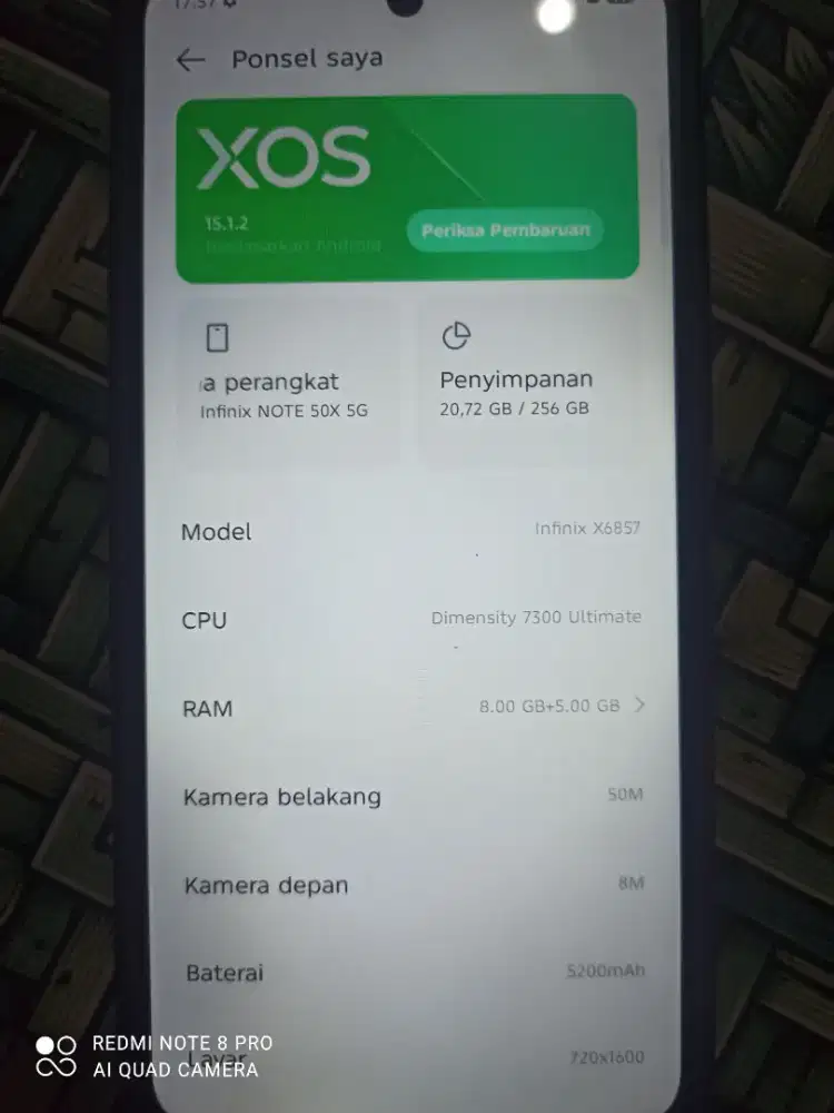 Infinix note 50x 5G seken