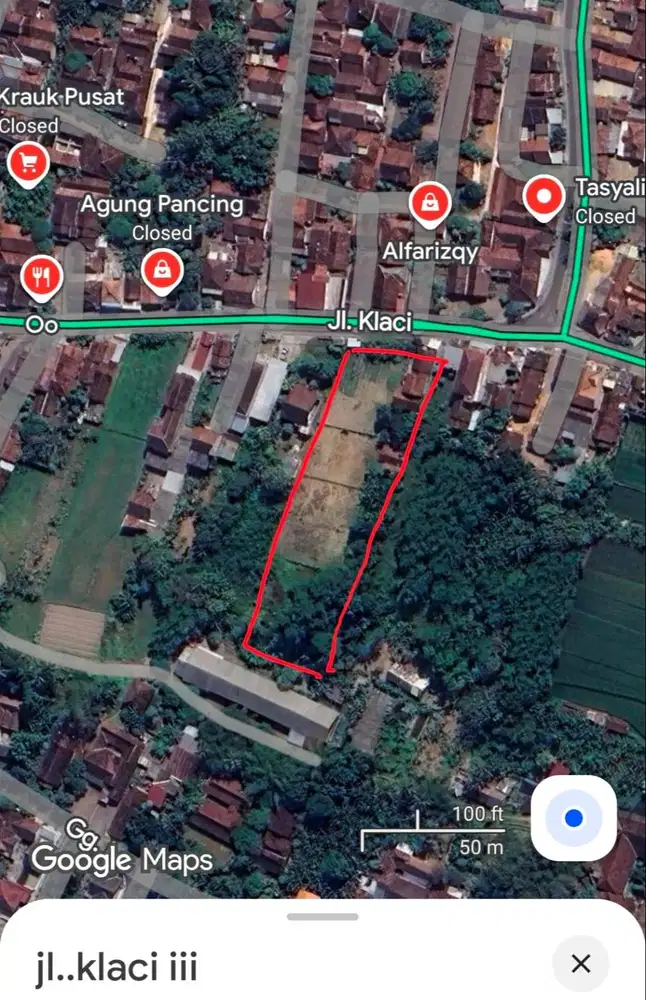 Jual Tanah pekarangan pinggir Jl. Klaci, Sidoagung, Sleman, Yogyakarta
