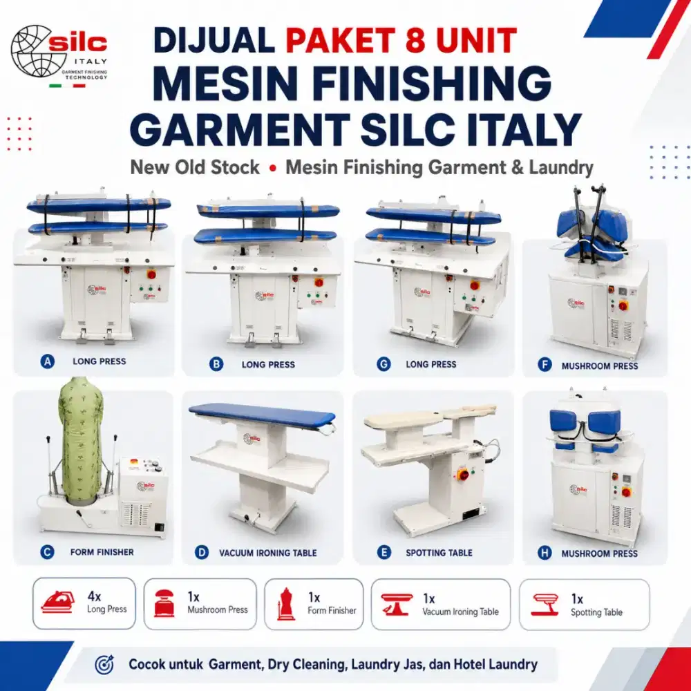 Mesin Press Garment SILC Italy 8 Unit