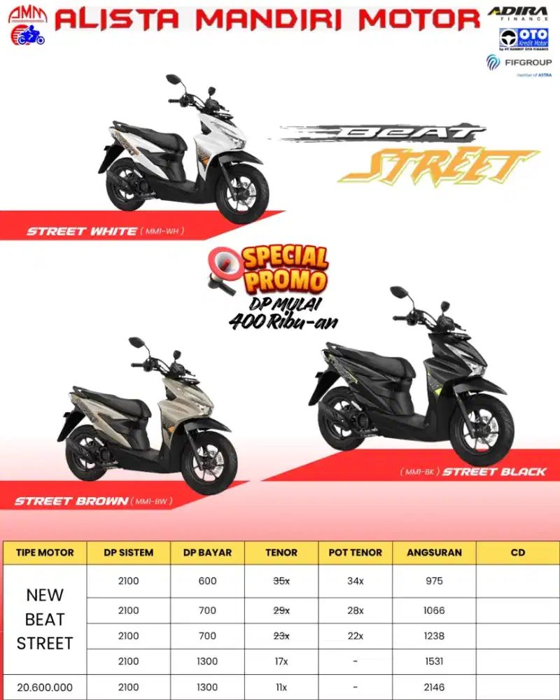 DP MULAI 600 RIBU NEW BEAT STREET 2026 CASH & KREDIT