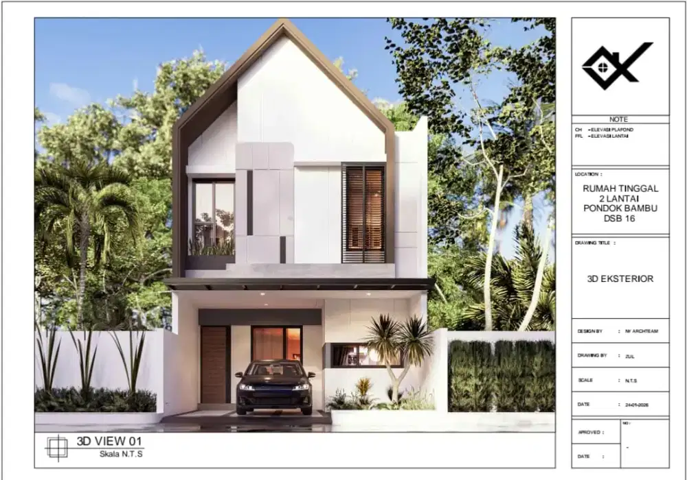 Rumah Baru Desain Kekinian 2 Lantai + Taman dan Carport