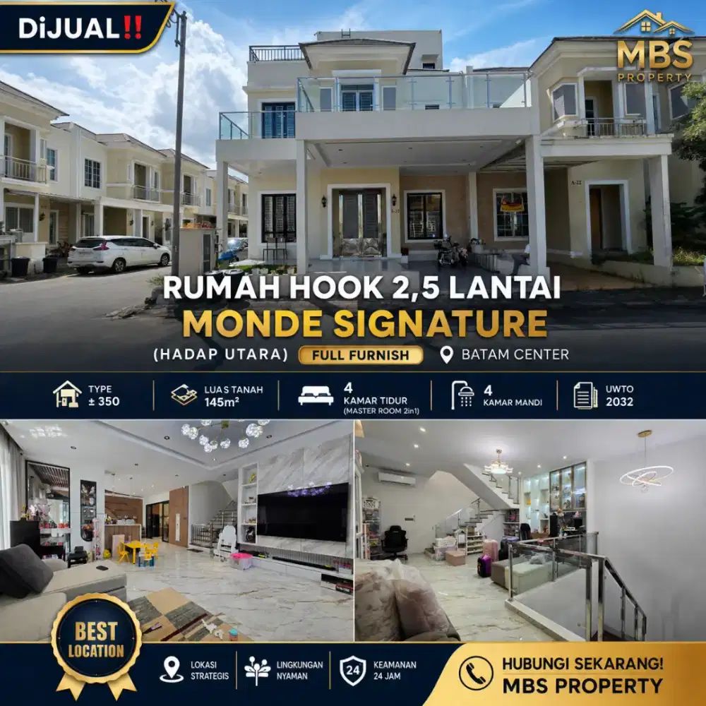 DiJUAL
Rumah Hook 2,5 Lantai MONDE SIGNATURE