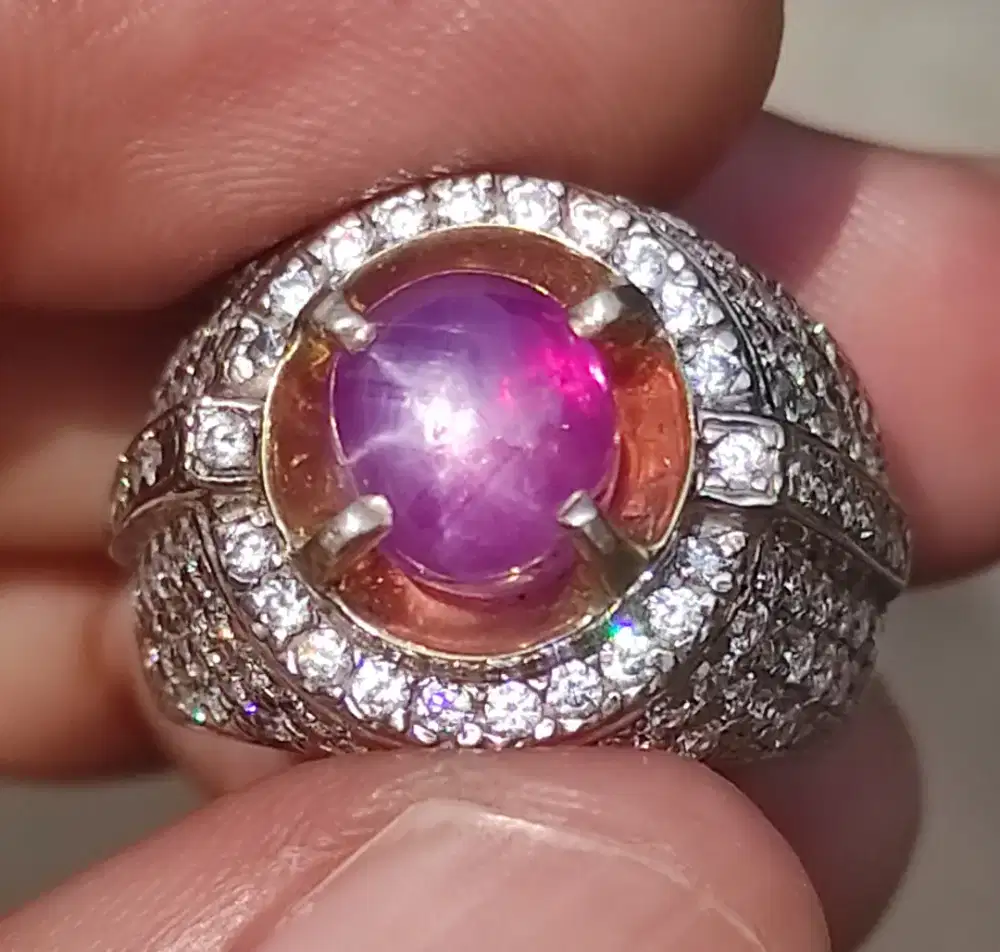 Cincin permata Pink Sapphire Ceylon Srilanka Purple