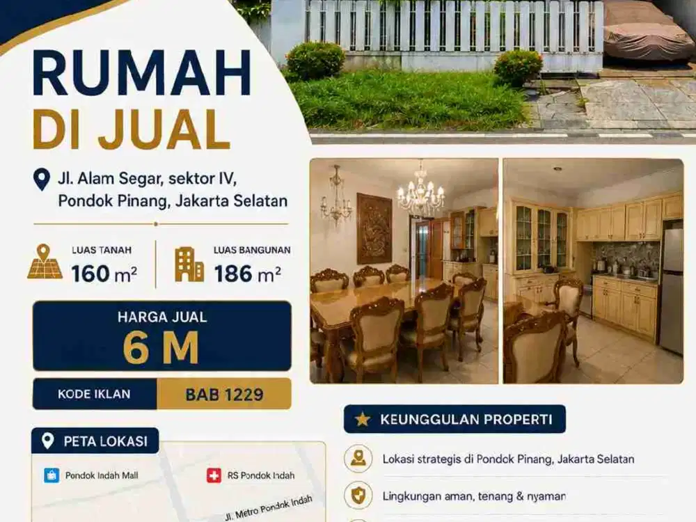 Rumah 2 lantai di Pondok Pinang, Jakarta Selatan