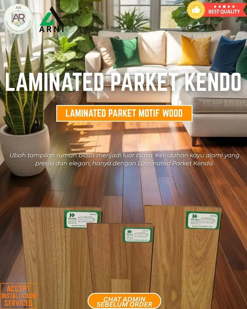 Laminated Parket Kendo | Motif Wood Berbagai Macam Warna | Pemasangan