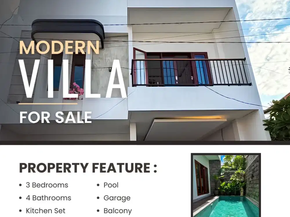 FOR SALE FREEHOLD / LEASEHOLD VILLA BARU 2 LANTAI LOKASI SANUR DENPASAR SELATAN