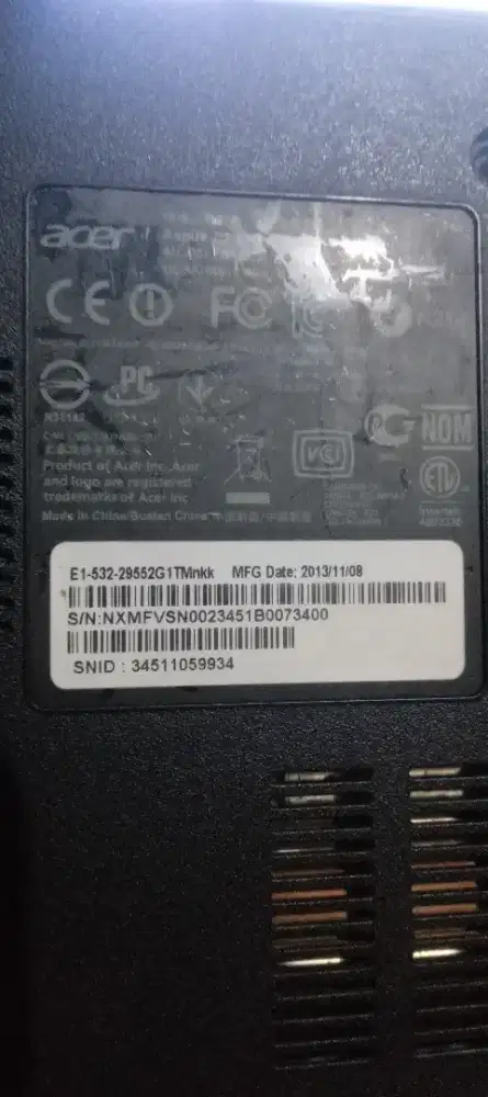 Mobo Mesin ACER ASPIRE E1-532 E1-532P E1-572 E1-572P LA-9532P