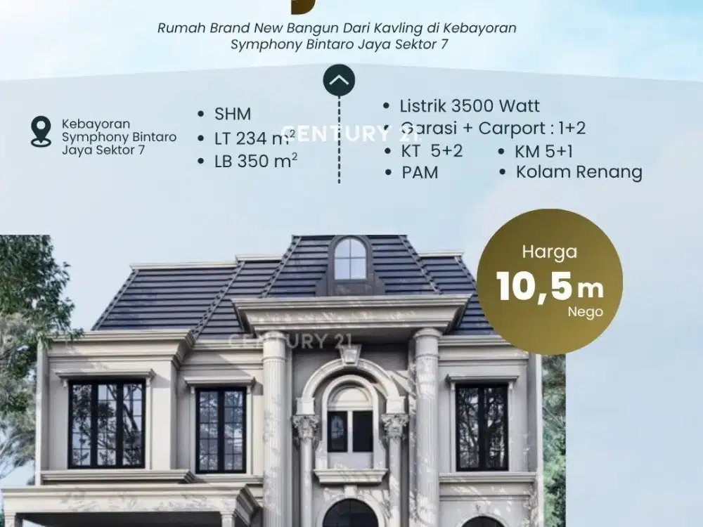 Dijual Rumah Brand New Di Kebayoran Shimpony Bintaro Jaya Sektor