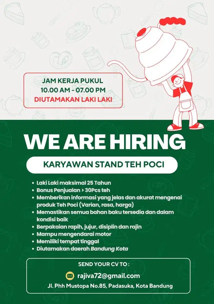 Dibutuhkan Karyawan Teh Poci